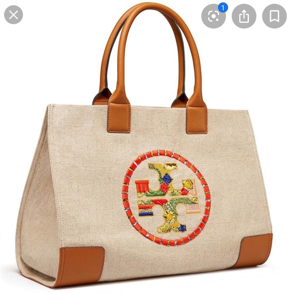 Tory Burch embroidered ella canvas tote